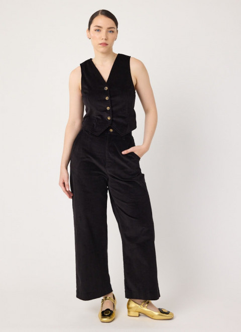 Annie Velvet Waistcoat - Black