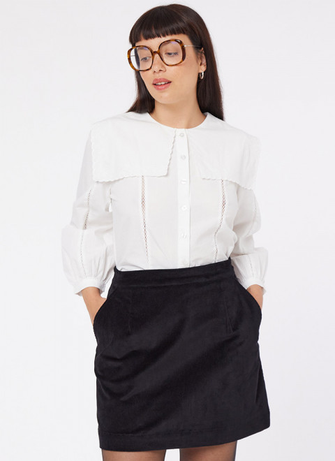 Scarlett Velvet A-Line Skirt - Black 