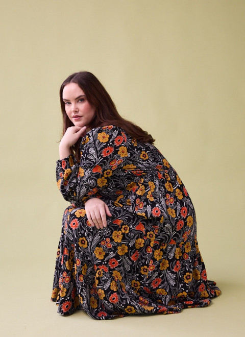 Cady Floral Print Long Sleeve Smock Dress