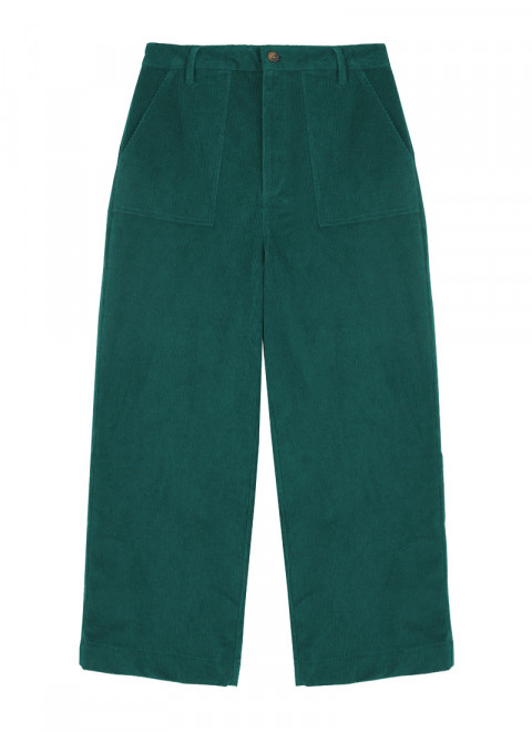 Lafayette Wide Leg Corduroy Trousers Annie Corduroy Waistcoat - Green - Model Front Full Length