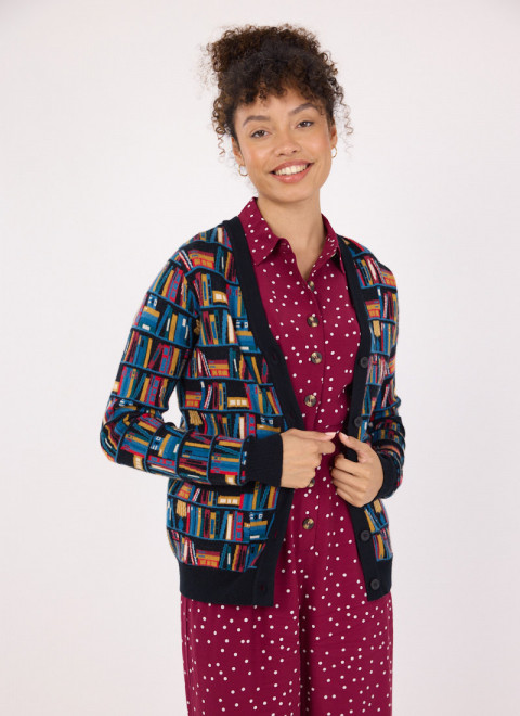 Althea Bookshelves Cardigan - Model Front
