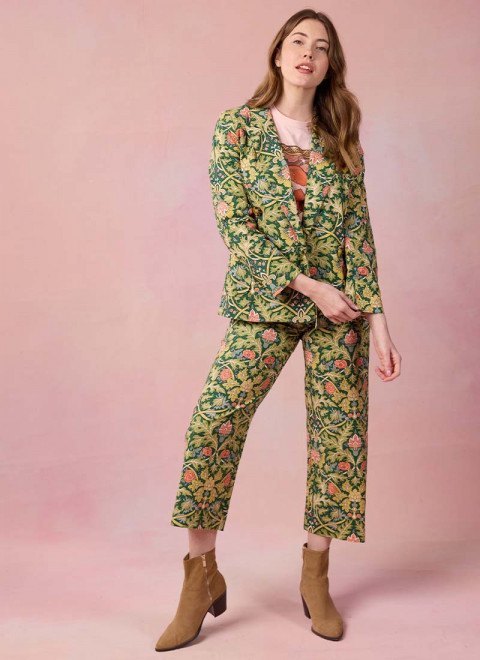Pippa Art Nouveau Print High Waist Trousers - Model Front